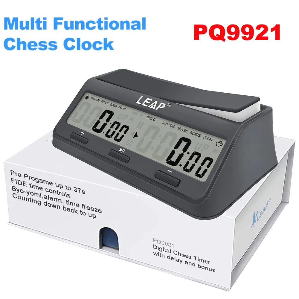 LEAP PQ9921 Chess Clock Digital Chess Timer for Board Games Timer 37 Preset Programme Countdown Bonus/Increment Delay Byo-yomi