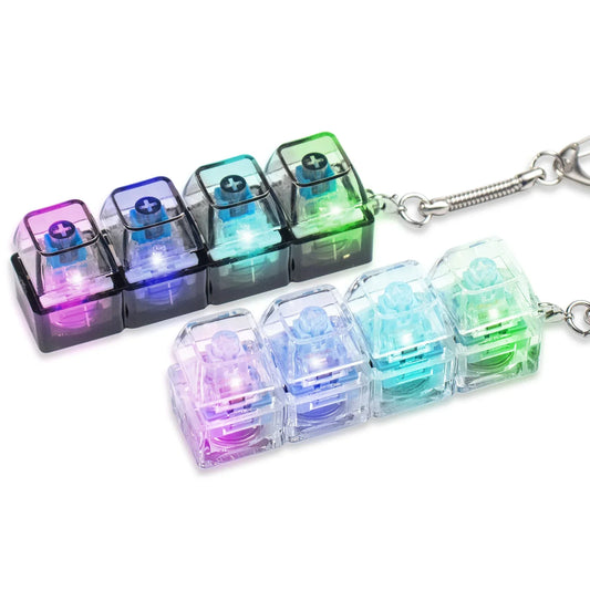 LED Keyboard Keychain Fidget Toys Crystal Clicker Sensory Toy for Stress Relief Keyboard Keychain Fidget Gadget for Adults Kid