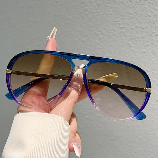 KAMMPT Vintage Pilot Sunglasses Men 2025 New Fashion Multi-color Gradient Shades Women Trendy Casual Outdoor Decor Sun Glasses