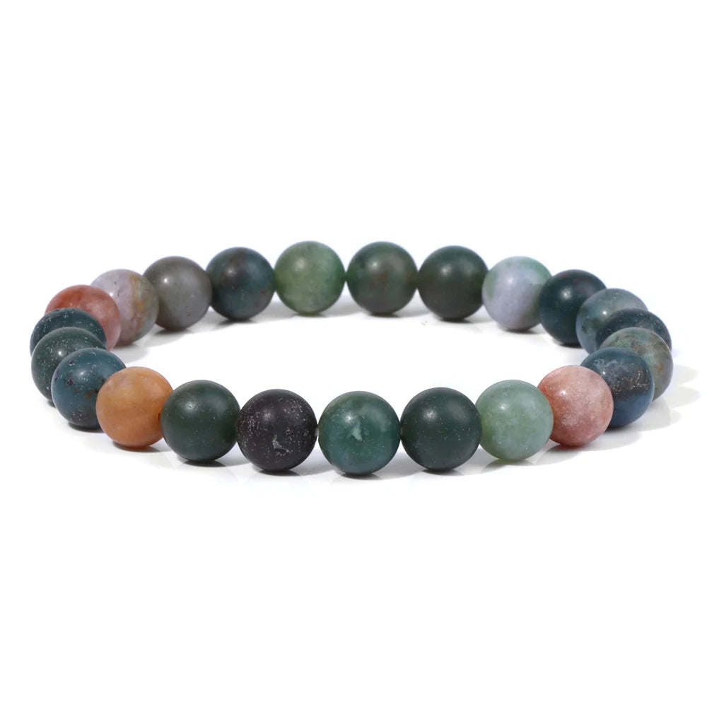8mm Black White Natural Stone Bracelet Handmade Matte Opal Beaded Bracelets Energy Yoga Male Bracelet for Men Women Jewelry Gift
