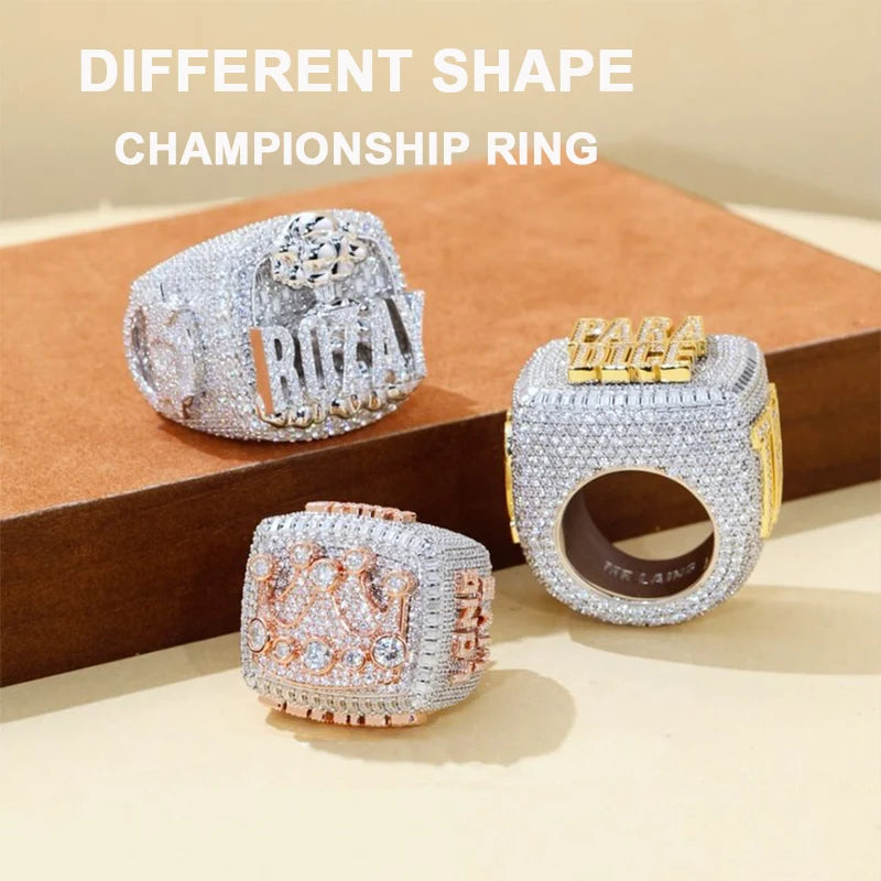 Personalized Baguette Moissanite Custom Rings For Men 925 Silver Custom Letter Name Championship Ring Hip Hop Luxury Jewelry