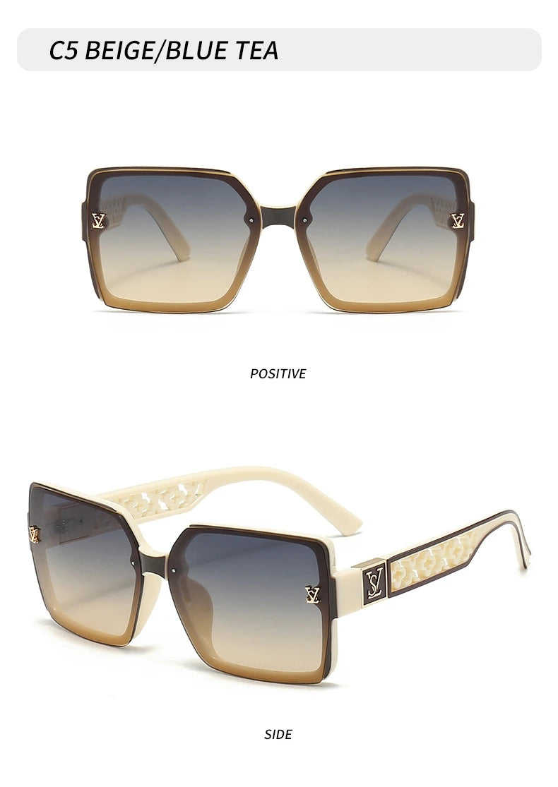New luxury fashion box sunglasses ladies high sense sunshade sunglasses
