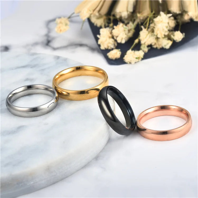 Simple 2mm 4mm 6mm Titanium Ring Women Men Prevent Allergy High Polished Wedding Rings Stainless Steel Couple Finger Jewelry