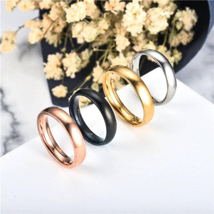 Simple 2mm 4mm 6mm Titanium Ring Women Men Prevent Allergy High Polished Wedding Rings Stainless Steel Couple Finger Jewelry