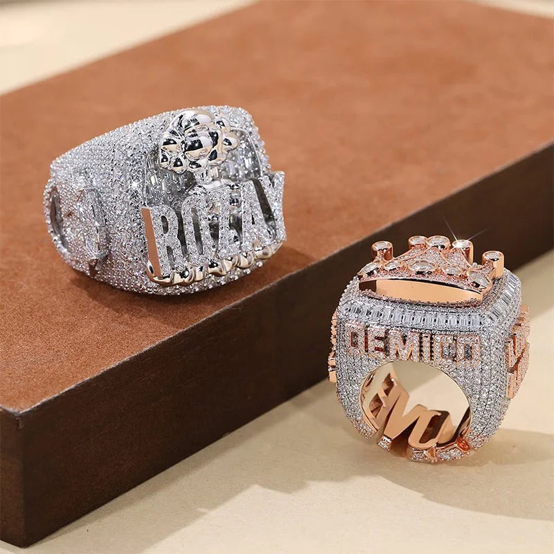 Personalized Baguette Moissanite Custom Rings For Men 925 Silver Custom Letter Name Championship Ring Hip Hop Luxury Jewelry