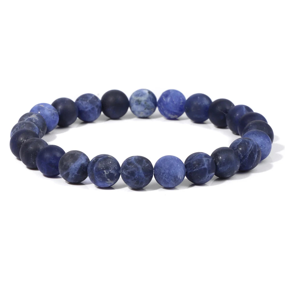 8mm Black White Natural Stone Bracelet Handmade Matte Opal Beaded Bracelets Energy Yoga Male Bracelet for Men Women Jewelry Gift
