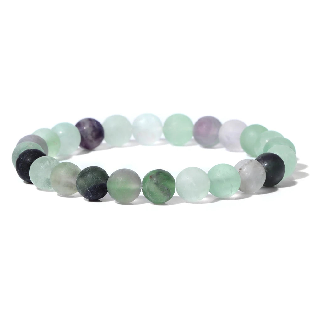 8mm Black White Natural Stone Bracelet Handmade Matte Opal Beaded Bracelets Energy Yoga Male Bracelet for Men Women Jewelry Gift