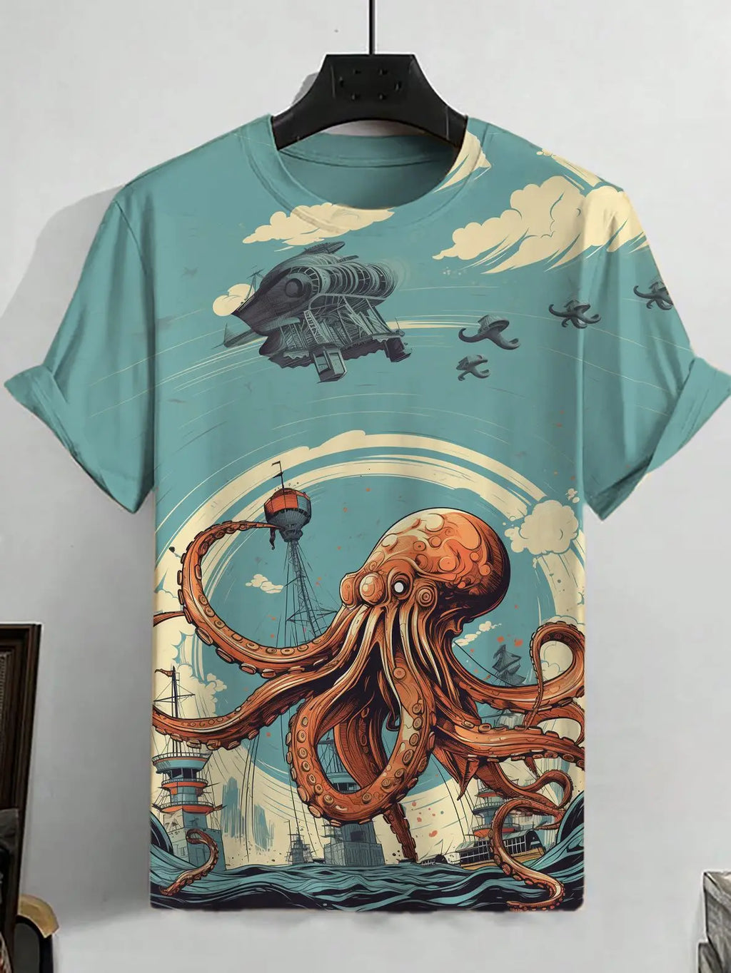 Astronaut T-Shirts Lion Robot Octopus 3D Print Men Women Short Sleeve T Shirt Tops Y2K Harajuku Oversized Tees Men's Clothing
