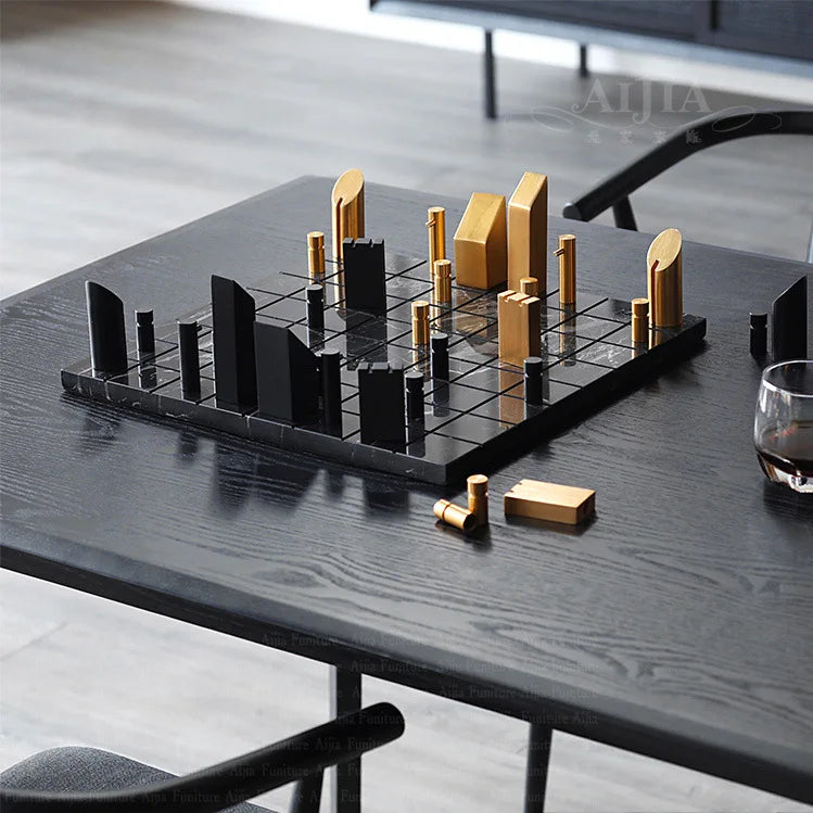 Metal Chess Set Luxury Marble Checkerboard Aluminum Chess Pieces Children Adults Board Games Creative Family Table Games Gifts