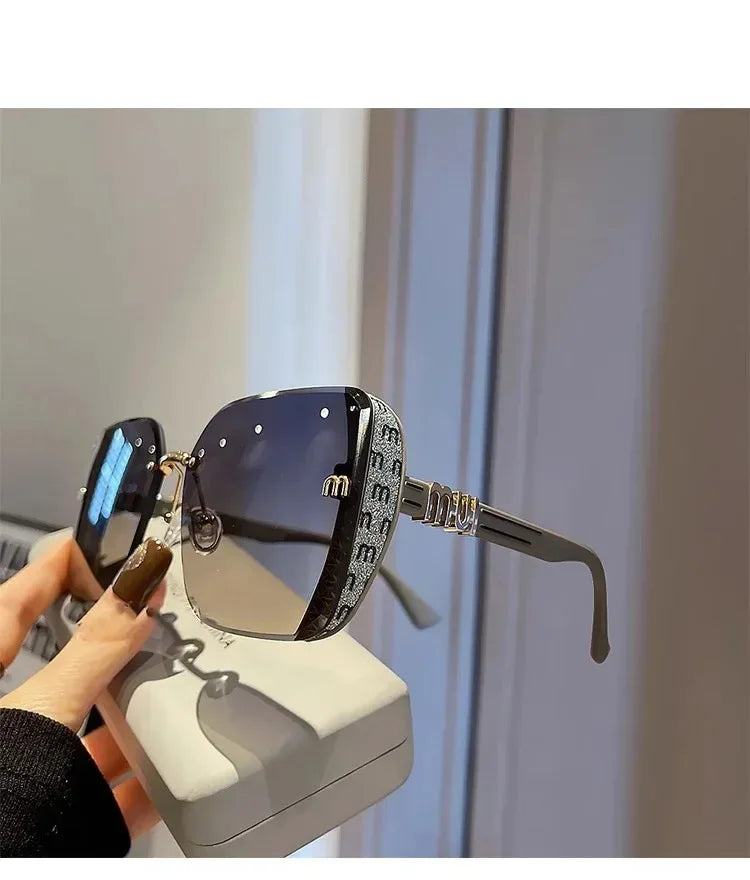 QVQV Luxury Designer Square Sunglasses Women High Quality Letters Sun Glasses Ladies Vintage Trendy Driving Eyewear Gafas De Sol