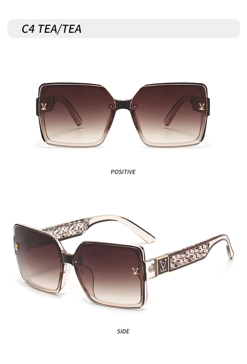 New luxury fashion box sunglasses ladies high sense sunshade sunglasses