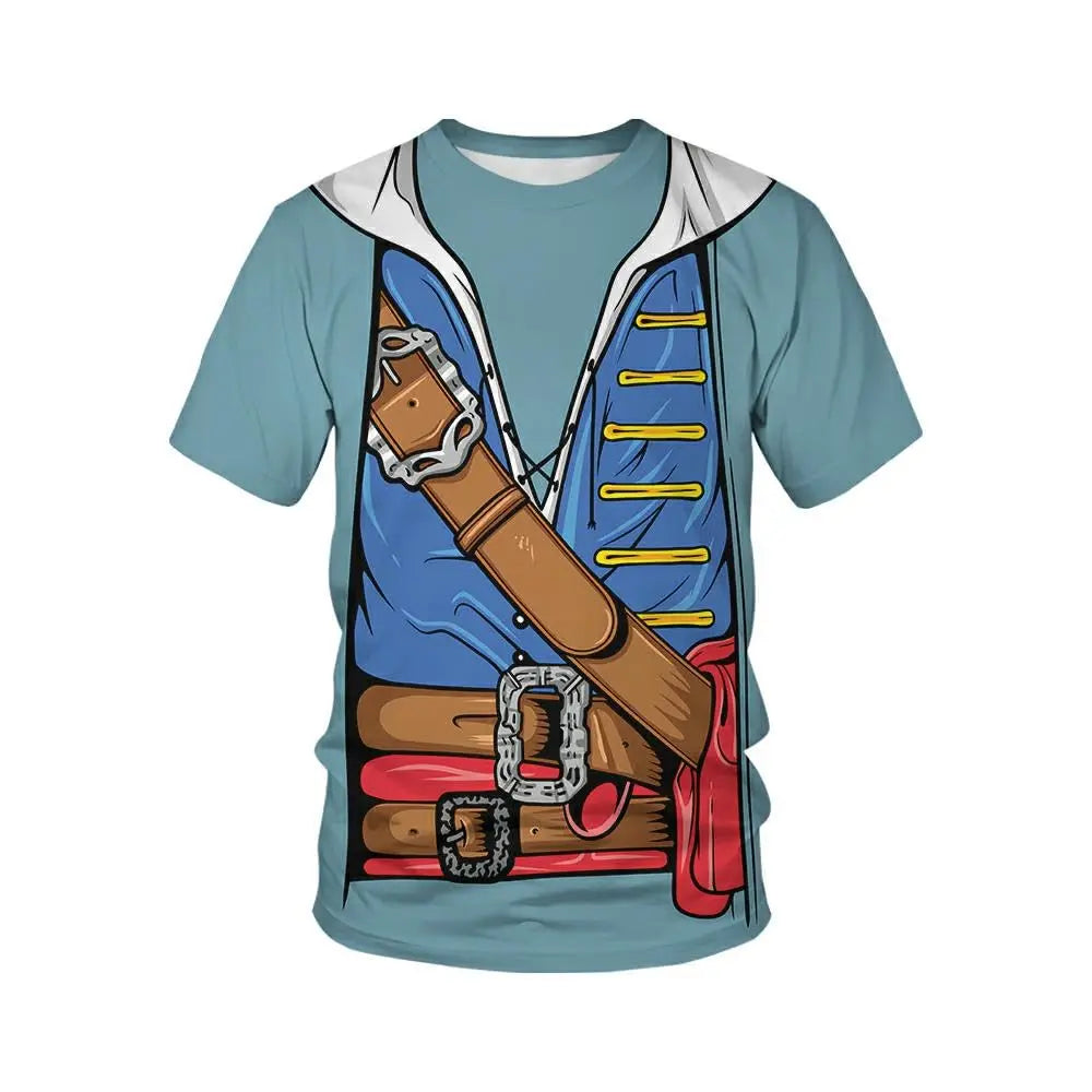 3D Printed Mens Costume Funny T-Shirts Novelty Graphics Short Sleeve Casual Tee Shirt Summer Round Neck Oversized Tshirt Foe Men