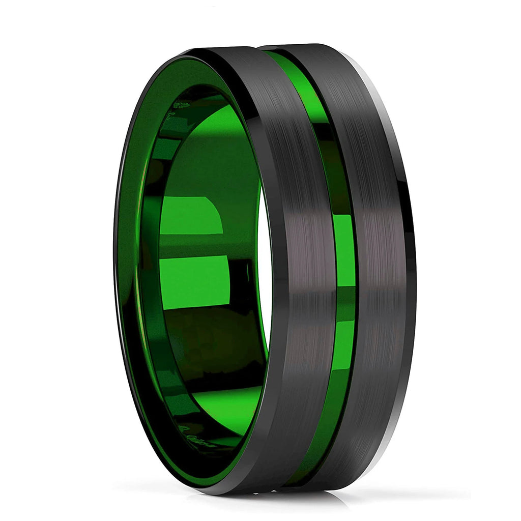 Gold Color Carbon Fiber Inlay Rings For Men, Luxury 8MM Men Gold Color Stainless Steel Rings, Wedding Band Jewelry Drop Shipping
