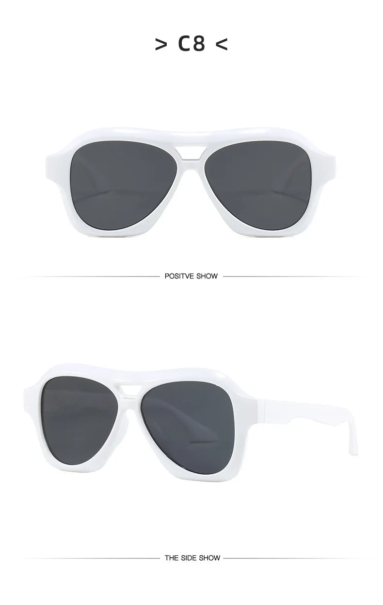 Retro Double Beam Sunglasses Women Brand Designer Glasses New Ins Fashion Personalized Gradient Eyewear Men Eyeglasses UV400