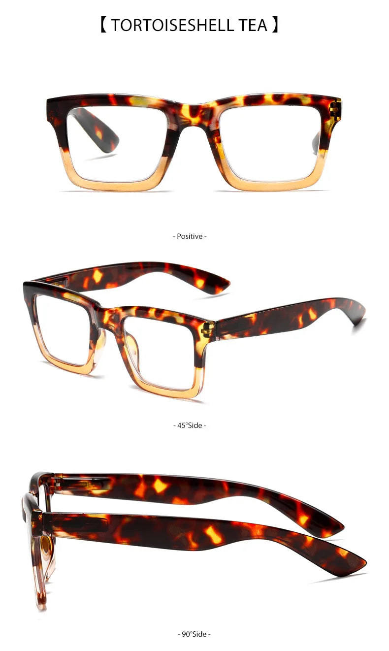 Anti Blue Light Reading Glasses for Man Woman Square Full Frame Retro Design Presbyopia Spectacles Lightweight Comfort Fit