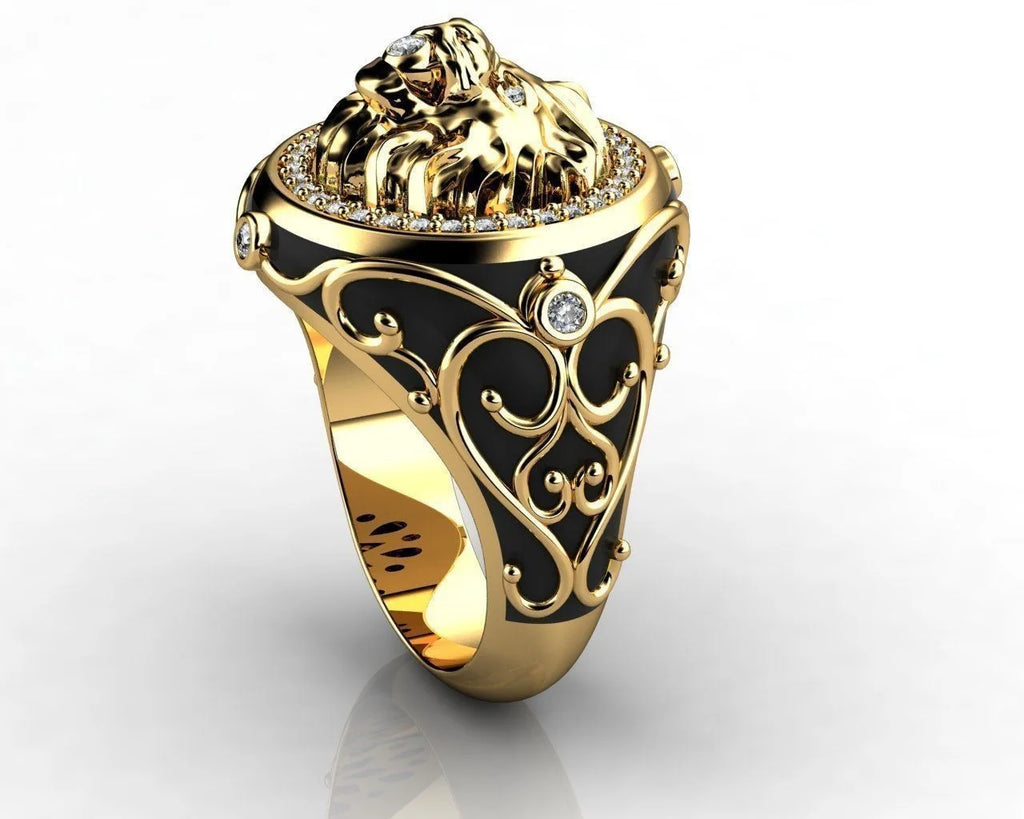 S925 Creative Lion Head Medusa Ring for Men Inlaid with Zircon Fashion Domineering Rings Female Punk Style Jewelry Gifts