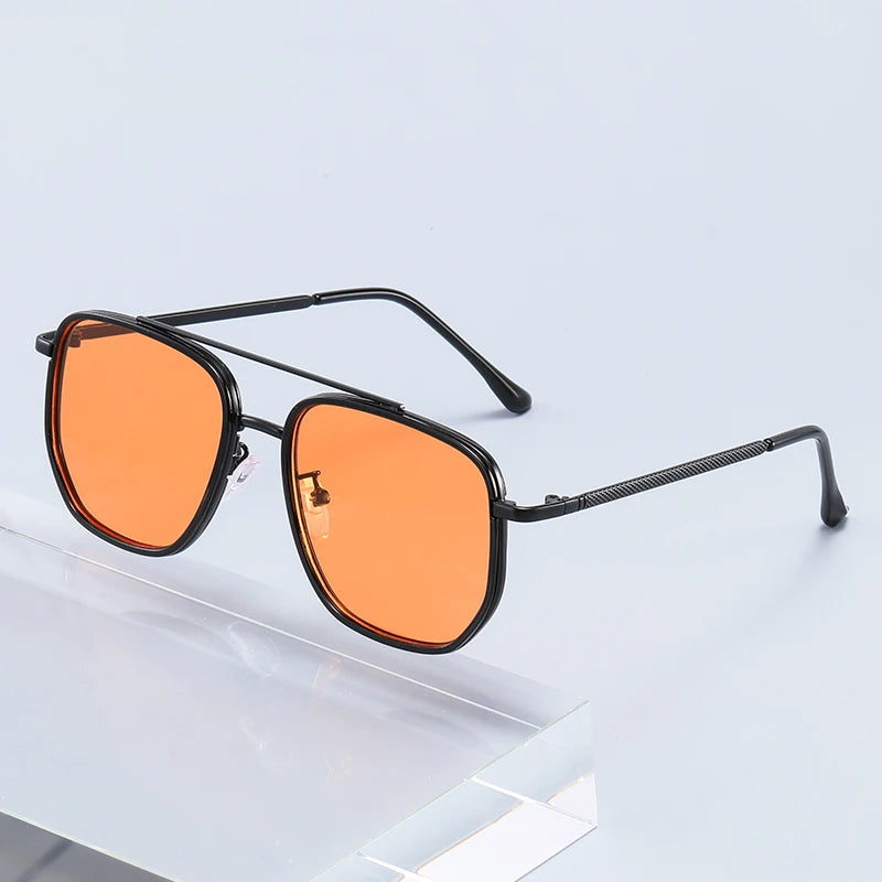 New Square Sunglasses Retro Sun Glasses For Driving Fashionable Double-bar Sun Protection Glasses For Women And Men 2549