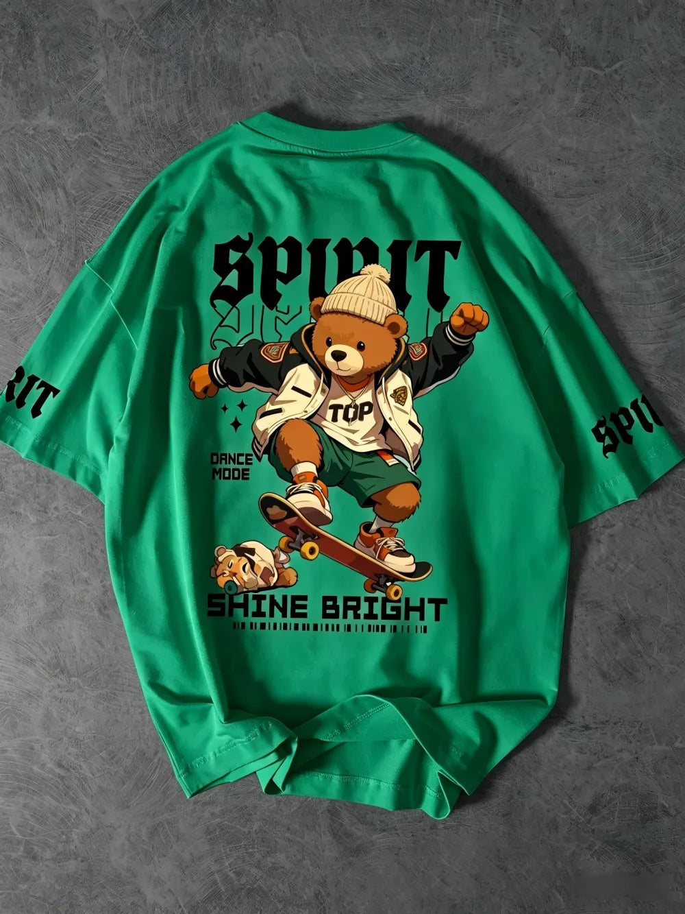 European and American men's summer teddy bear letter print comfortable and breathable round neck T-shirt outdoor street top