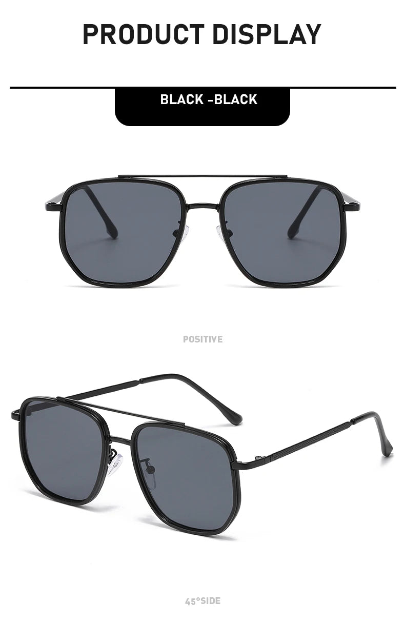 New Square Sunglasses Retro Sun Glasses For Driving Fashionable Double-bar Sun Protection Glasses For Women And Men 2549