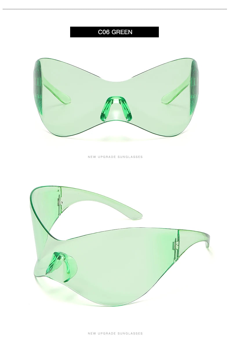 Cycling New Oversized Y2K Punk Rimless Sunglasses Women Men Brand Designer Hip Hop Sport One Piece Sun Glasses Shades Goggles
